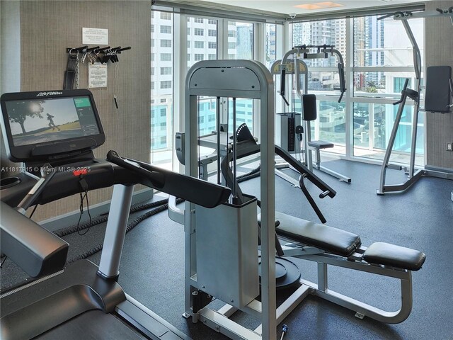 950 Brickell Bay Dr Unit 1608, Miami, FL 33131 - exercise room with healthy amount of natural light