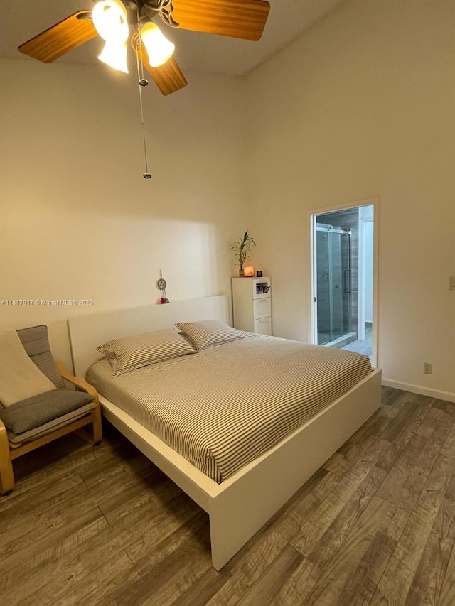 10803 Cypress Glen Dr Unit 10803, Coral Springs, FL 33071 - bedroom featuring wood finished floors, a high ceiling, ceiling fan, and baseboards