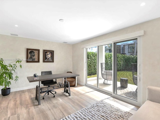 2371 Bayview Ln, North Miami, FL 33181 - office featuring light wood finished floors, baseboards, and recessed lighting