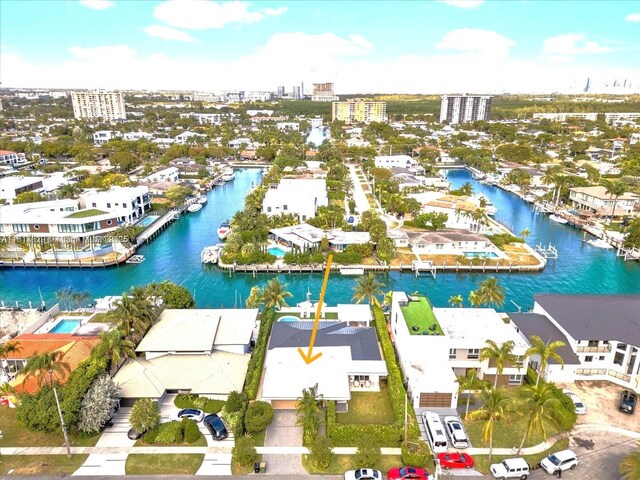 2371 Bayview Ln, North Miami, FL 33181 - aerial perspective of suburban area featuring a large body of water