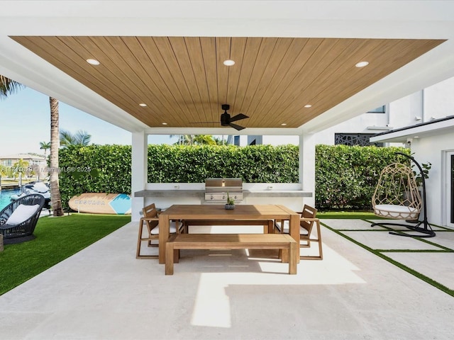 2371 Bayview Ln, North Miami, FL 33181 - view of patio with a ceiling fan and outdoor dining space