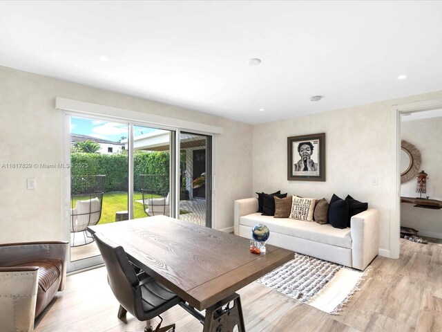 2371 Bayview Ln, North Miami, FL 33181 - living room featuring light wood finished floors and recessed lighting