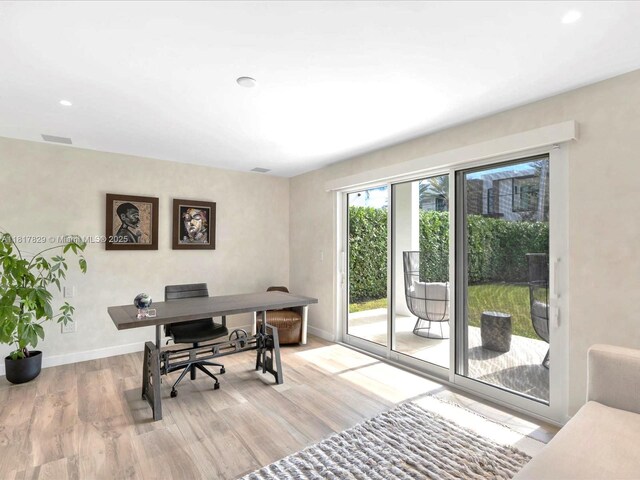 2371 Bayview Ln, North Miami, FL 33181 - office featuring light wood finished floors, baseboards, and recessed lighting