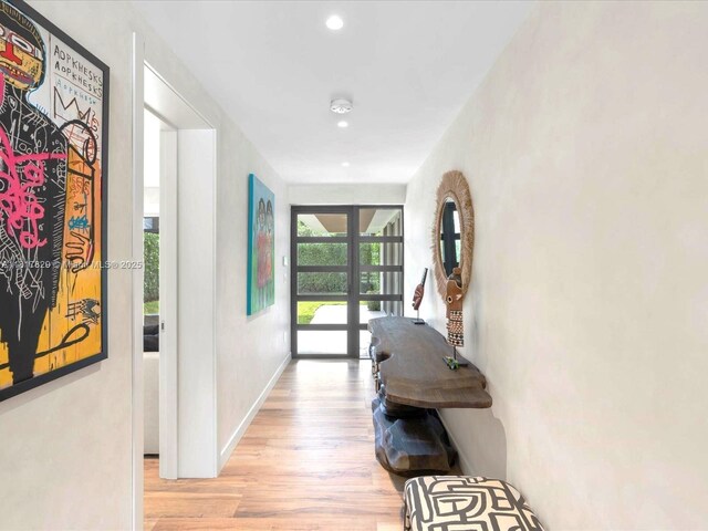2371 Bayview Ln, North Miami, FL 33181 - hallway featuring wood finished floors, baseboards, and recessed lighting