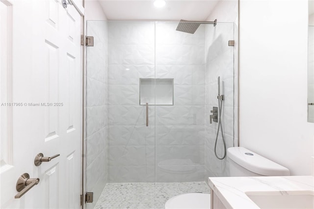 13900 SW 65th Ter Unit 9, Miami, FL 33183 - full bath featuring toilet, vanity, a stall shower, and recessed lighting
