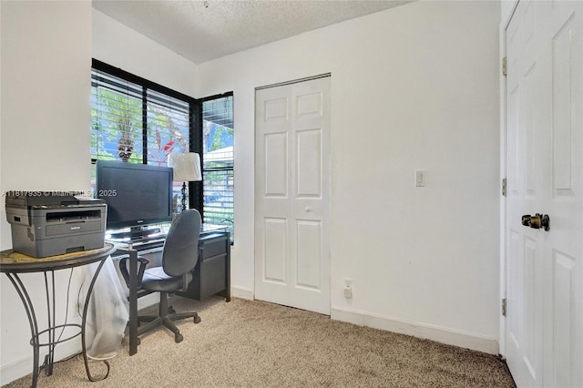 4459 NW 113th Ln, Coral Springs, FL 33065 - carpeted home office featuring baseboards and a textured ceiling