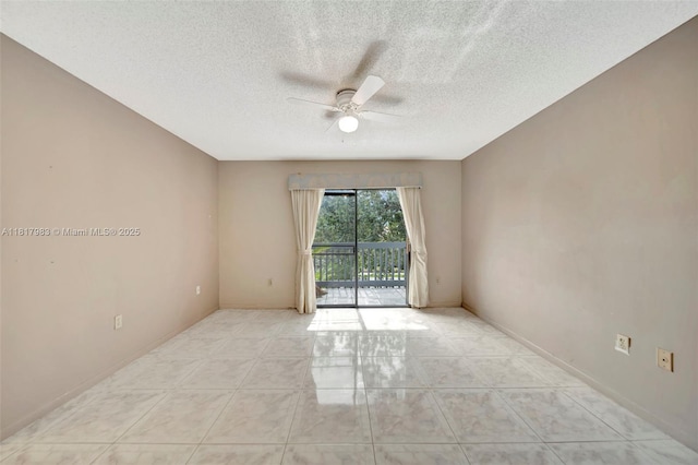 1615 N 14th Ter, Hollywood, FL 33020 - empty room featuring ceiling fan, a textured ceiling, light tile patterned flooring, and baseboards