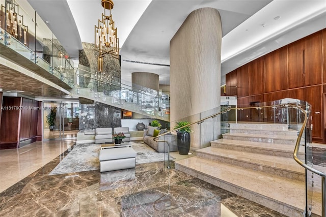 18101 Collins Ave Unit 5401, Sunny Isles Beach, FL 33160 - lobby with a towering ceiling and stairs