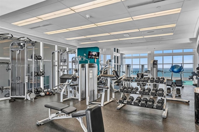 18101 Collins Ave Unit 5401, Sunny Isles Beach, FL 33160 - gym with expansive windows