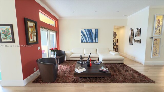 4221 Laurel Ridge Cir, Weston, FL 33331 - living room featuring ornamental molding and wood finished floors