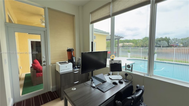 4221 Laurel Ridge Cir, Weston, FL 33331 - home office with a ceiling fan