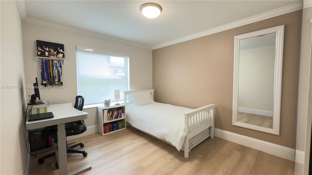 4221 Laurel Ridge Cir, Weston, FL 33331 - bedroom with light wood-style floors, ornamental molding, and an office area