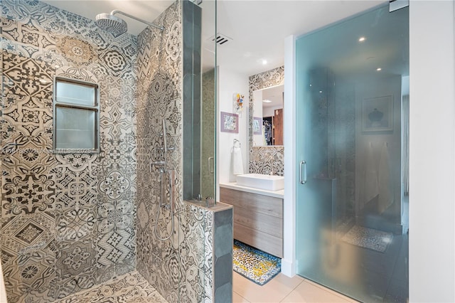 1040 Biscayne Blvd Unit 3607, Miami, FL 33132 - full bathroom featuring a walk in shower, vanity, and tile patterned floors