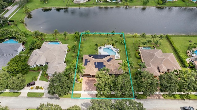13357 SW 42nd St, Davie, FL 33330 - aerial view of property and surrounding area featuring a nearby body of water and property boundaries highlighted
