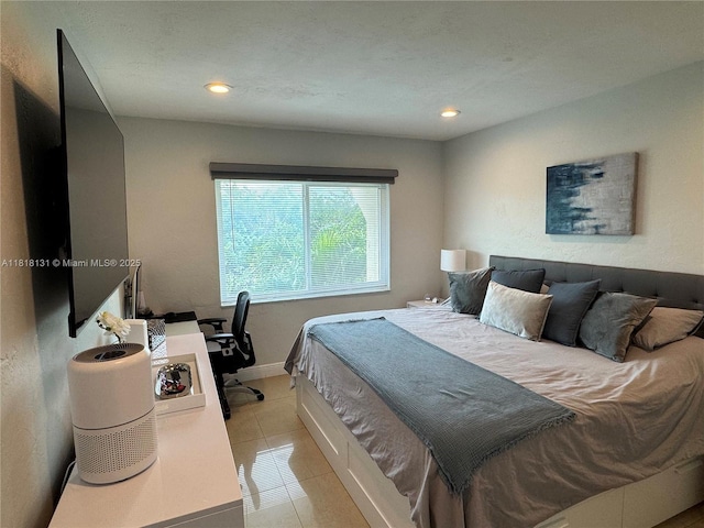 14036 SW 90th Ave Unit 201-Aa, Miami, FL 33176 - bedroom with light tile patterned flooring, a desk, and recessed lighting