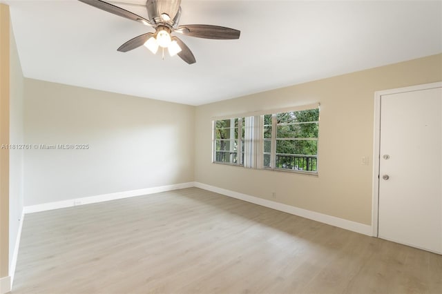 13255 SW 7th Ct Unit 303D, Pembroke Pines, FL 33027 - empty room with light wood finished floors, baseboards, and ceiling fan