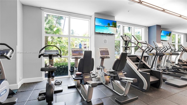2000 N Bayshore Dr Unit 218, Miami, FL 33137 - exercise room featuring baseboards