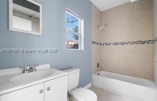 1416 N 2nd Ave N, Lake Worth, FL 33460 - full bathroom with toilet, vanity, shower / washtub combination, and tile patterned flooring