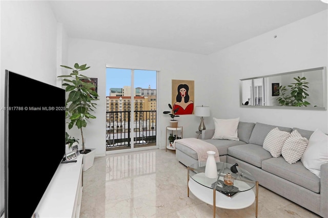 10 Aragon Ave Unit 919, Coral Gables, FL 33134 - living area featuring marble tiled flooring and a city view