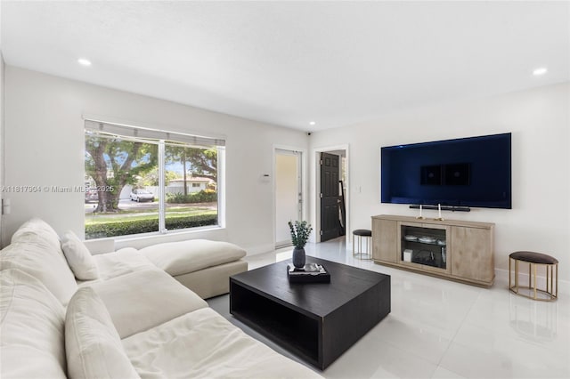6301 Lake Geneva Rd, Miami Lakes, FL 33014 - living room featuring recessed lighting, baseboards, and tile patterned floors