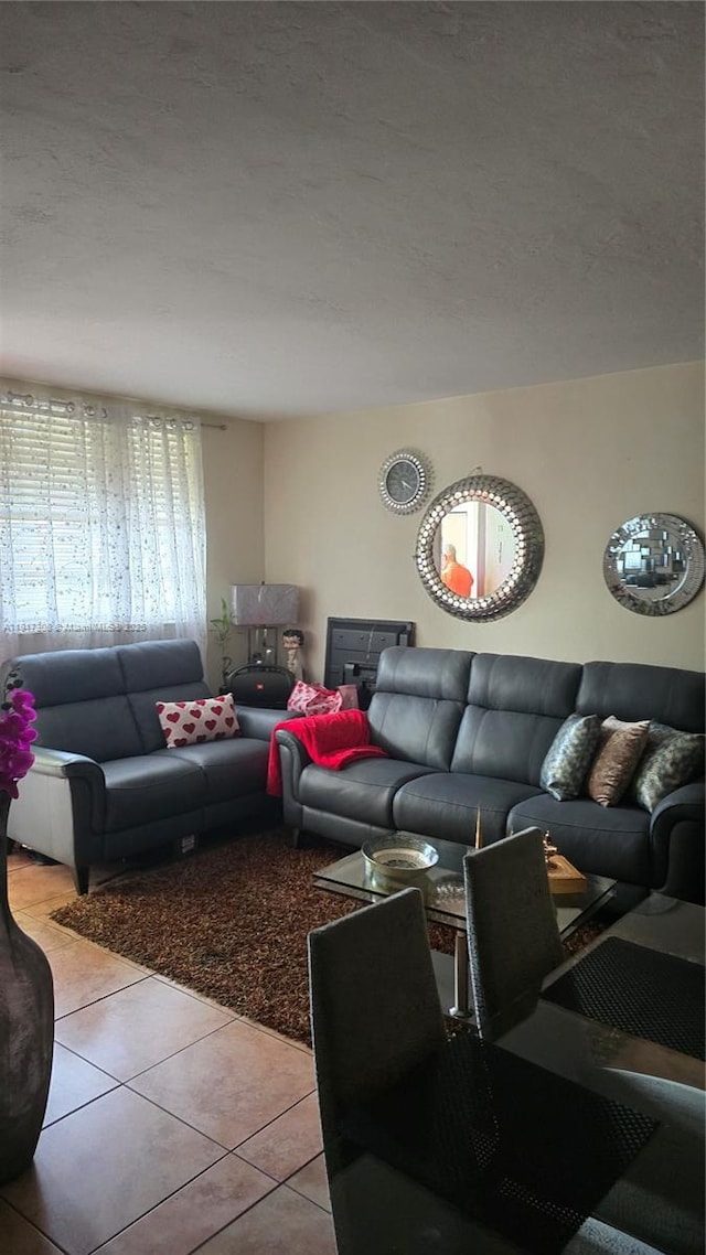 13655 NE 10th Ave Unit 108, North Miami, FL 33161 - living room with tile patterned flooring and a textured ceiling