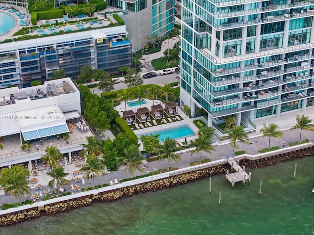 3131 NE 7th Ave Unit 3306, Miami, FL 33137 - drone / aerial view of a large body of water and a pool area