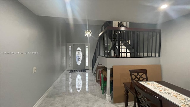 11040 S Lakeview Dr, Pembroke Pines, FL 33026 - entryway featuring stairs and marble tiled flooring