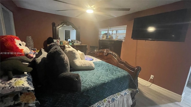 11040 S Lakeview Dr, Pembroke Pines, FL 33026 - bedroom with ceiling fan and wood finished floors