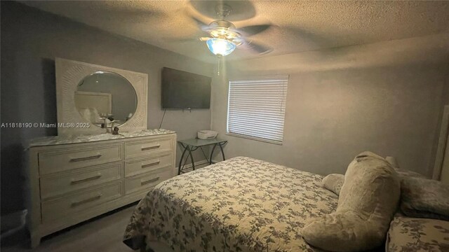 11040 S Lakeview Dr, Pembroke Pines, FL 33026 - bedroom featuring a textured ceiling, a ceiling fan, and carpet