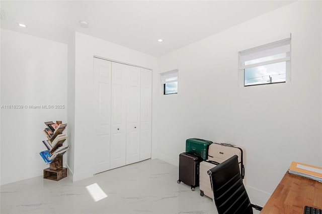 18250 SW 152nd Ave, Miami, FL 33187 - office featuring healthy amount of natural light, marble finish floors, baseboards, and recessed lighting