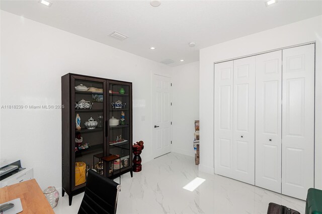 18250 SW 152nd Ave, Miami, FL 33187 - home office with marble finish flooring and recessed lighting