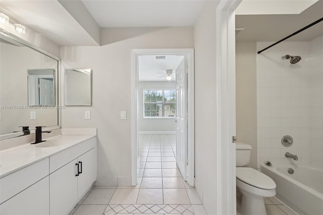 16710 NW 12th St, Pembroke Pines, FL 33028 - bathroom with vanity, tile patterned flooring, tub / shower combination, and a ceiling fan