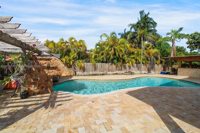 3736 SW 107th Ct, Miami, FL 33165 - view of pool featuring a patio, a fenced backyard, and a pergola