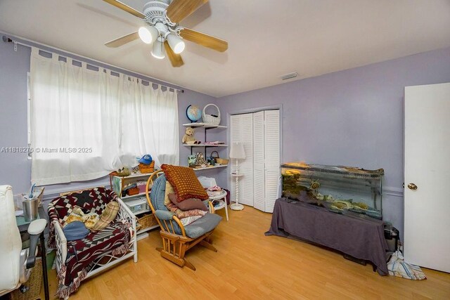 1801 N 55th Ave, Hollywood, FL 33021 - living area featuring a ceiling fan and wood finished floors