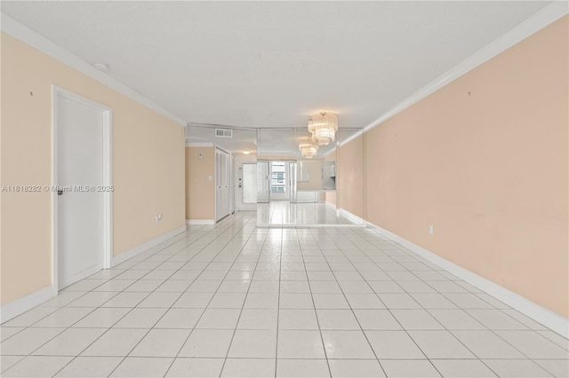 8350 Sands Point Blvd Unit E309, Tamarac, FL 33321 - empty room with crown molding, light tile patterned floors, and a chandelier