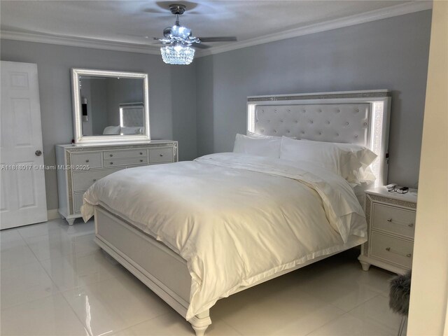 3364 NW 47th Ave Unit 3266, Coconut Creek, FL 33063 - bedroom with crown molding and a ceiling fan