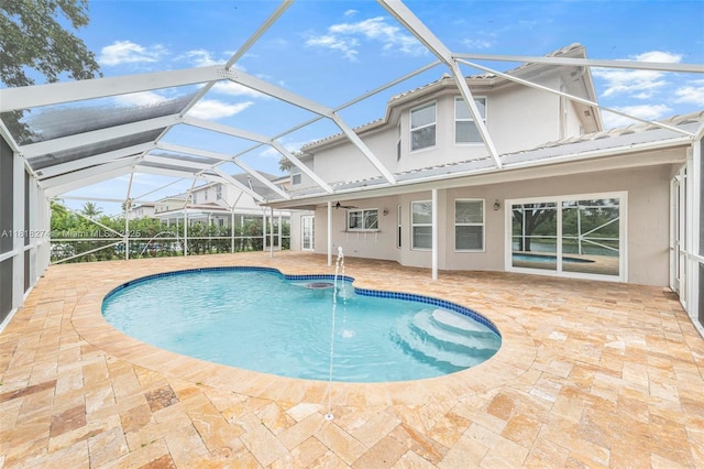 2256 SW 183rd Ter, Miramar, FL 33029 - outdoor pool with a patio, a lanai, and ceiling fan