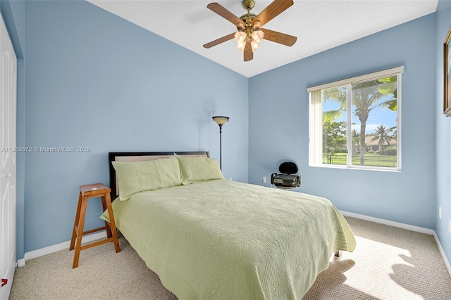 2775 Dunwoodie Pl, Homestead, FL 33035 - bedroom featuring carpet flooring, baseboards, ceiling fan, and vaulted ceiling