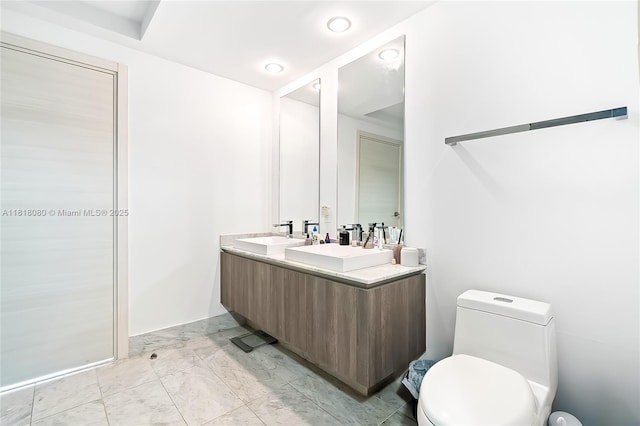801 S Miami Ave Unit 3704, Miami, FL 33130 - bathroom featuring double vanity and marble finish floors