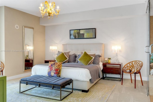 3737 Collins Ave Unit S-403, Miami Beach, FL 33140 - bedroom featuring carpet floors and a chandelier