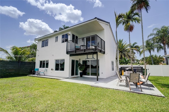 17805 NW 21st St, Pembroke Pines, FL 33029 - rear view of property featuring a balcony, stucco siding, and a patio area
