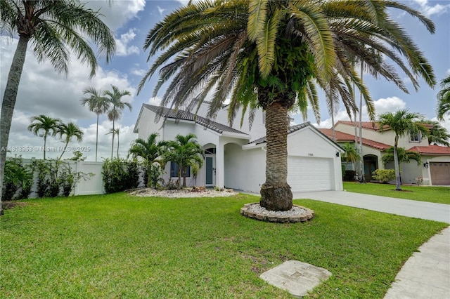 17805 NW 21st St, Pembroke Pines, FL 33029 - mediterranean / spanish-style house featuring stucco siding, concrete driveway, and a garage