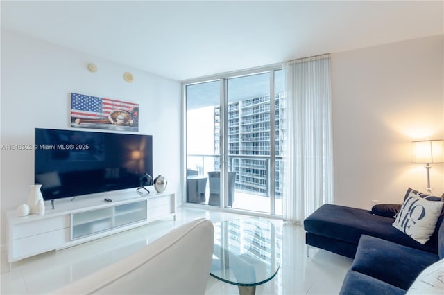 475 Brickell Ave Unit 4511, Miami, FL 33131 - living area featuring expansive windows and tile patterned flooring