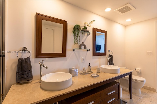 475 Brickell Ave Unit 4511, Miami, FL 33131 - full bathroom with double vanity, tile patterned flooring, and recessed lighting