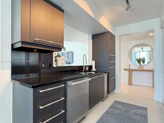 1331 Brickell Bay Dr Unit 2002, Miami, FL 33131 - kitchen featuring dishwasher, dark countertops, and a sink
