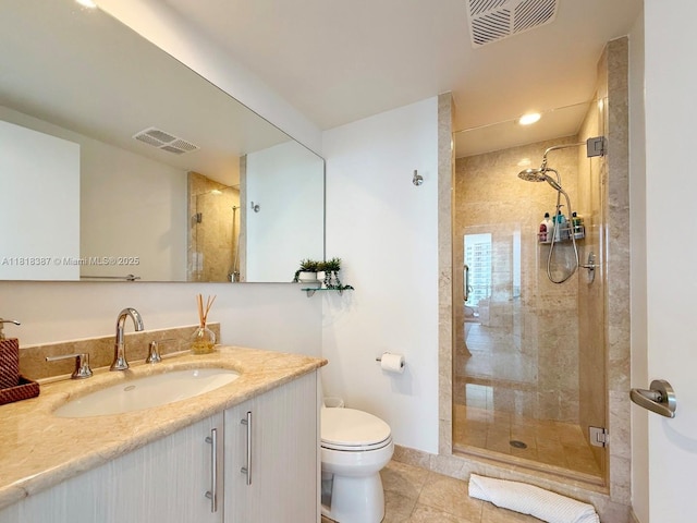 1331 Brickell Bay Dr Unit 2002, Miami, FL 33131 - full bathroom with a stall shower, vanity, toilet, and tile patterned flooring