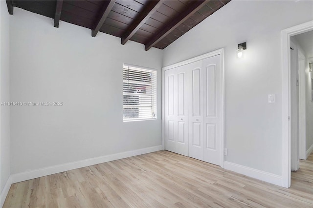 1025 SW 22nd Ter, Fort Lauderdale, FL 33312 - unfurnished bedroom with light wood-style floors, wood ceiling, and a closet