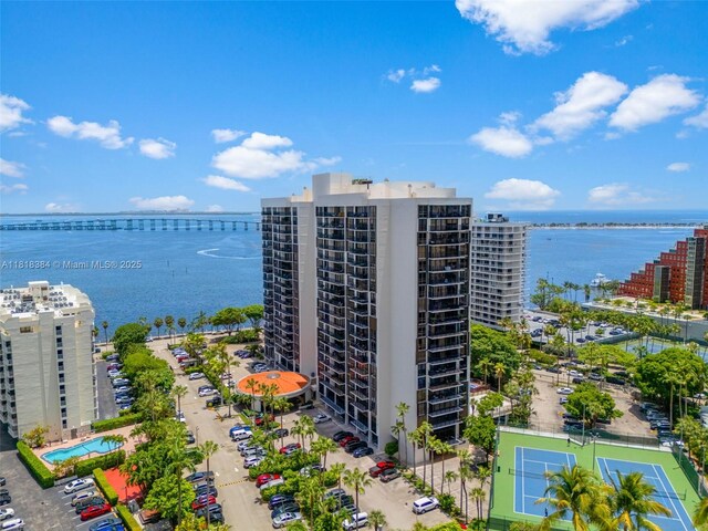 1450 Brickell Bay Dr Unit 806, Miami, FL 33131 - aerial view of a nearby body of water and apartment complex / building