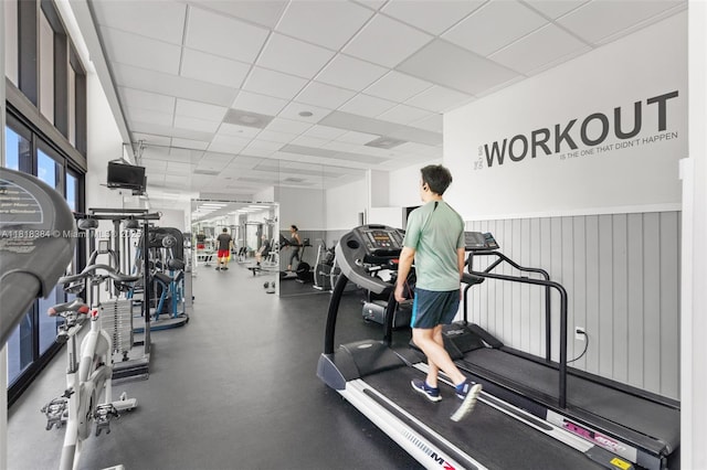 1450 Brickell Bay Dr Unit 806, Miami, FL 33131 - gym with a paneled ceiling