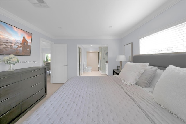 14051 SW 48th St, Miami, FL 33175 - bedroom with ensuite bath, light tile patterned floors, ornamental molding, and recessed lighting